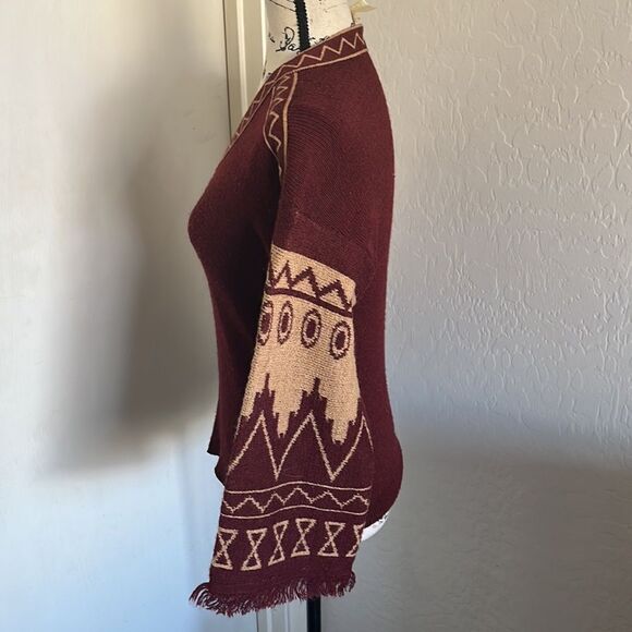 Vintage The Red Eye Southwestern Fringe Pullover Sweater Boho Casual Western - Picture 2 of 9